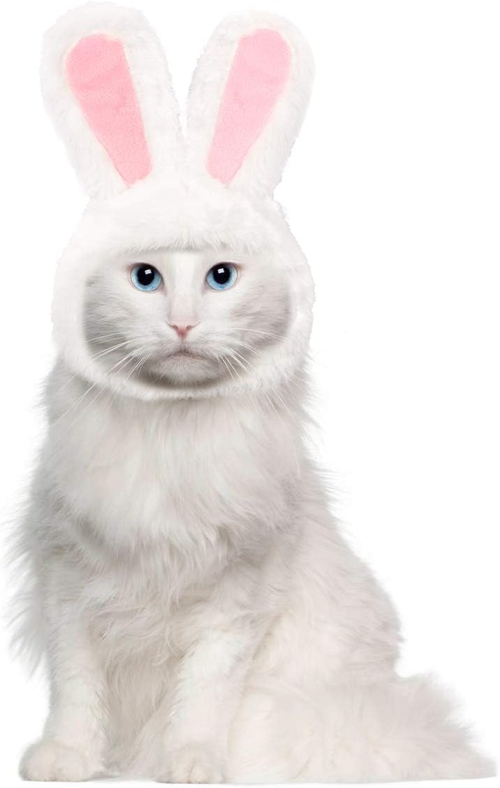 Cute Costume Bunny Rabbit Hat with Ears for Cats & Small Dogs Party Costume Easter Pet Accessory Headwear