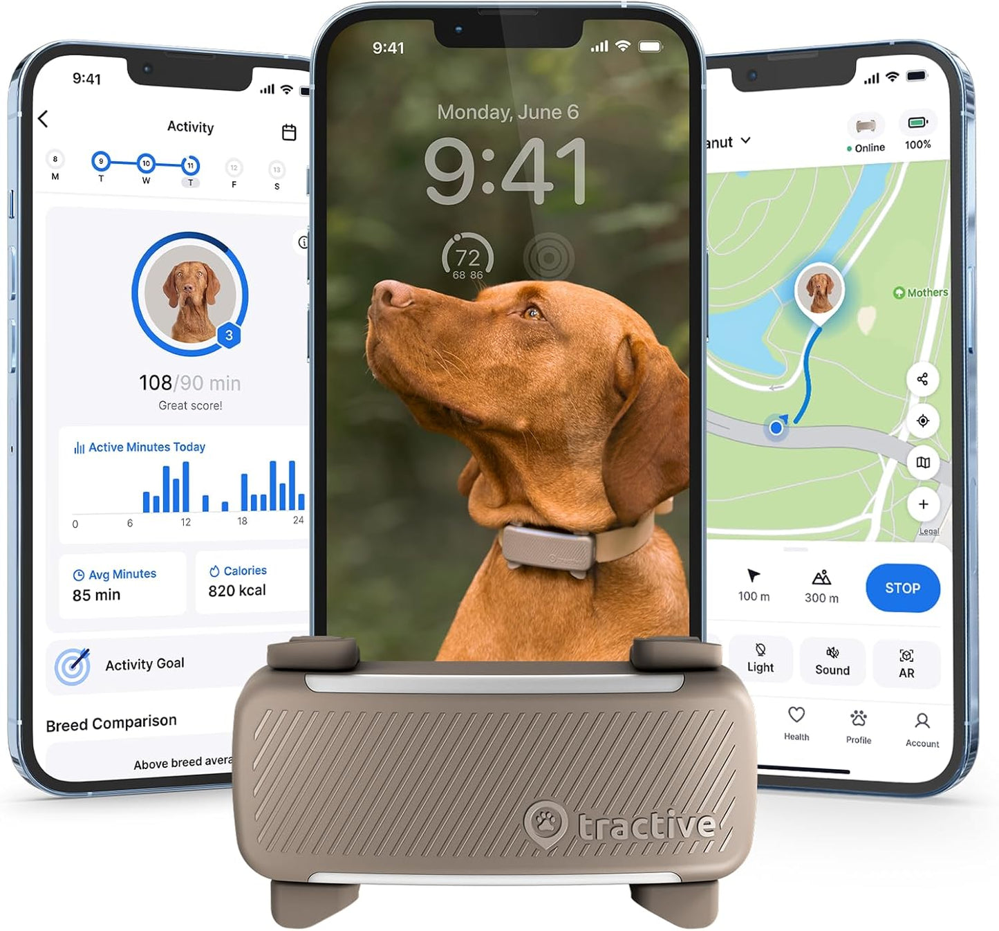Smart Dog GPS Tracker | Live Pet Tracker with Virtual Fence | Vital Signs Monitoring of Heart & Respiratory Rate | Bark Monitoring | Dog Collar Attachment (Brown)