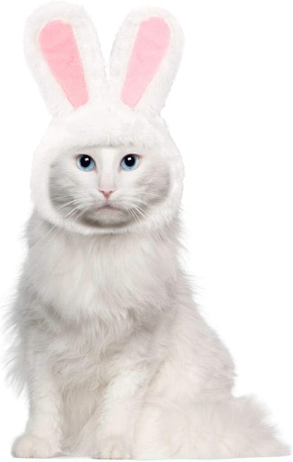 Cute Costume Bunny Rabbit Hat with Ears for Cats & Small Dogs Party Costume Easter Pet Accessory Headwear