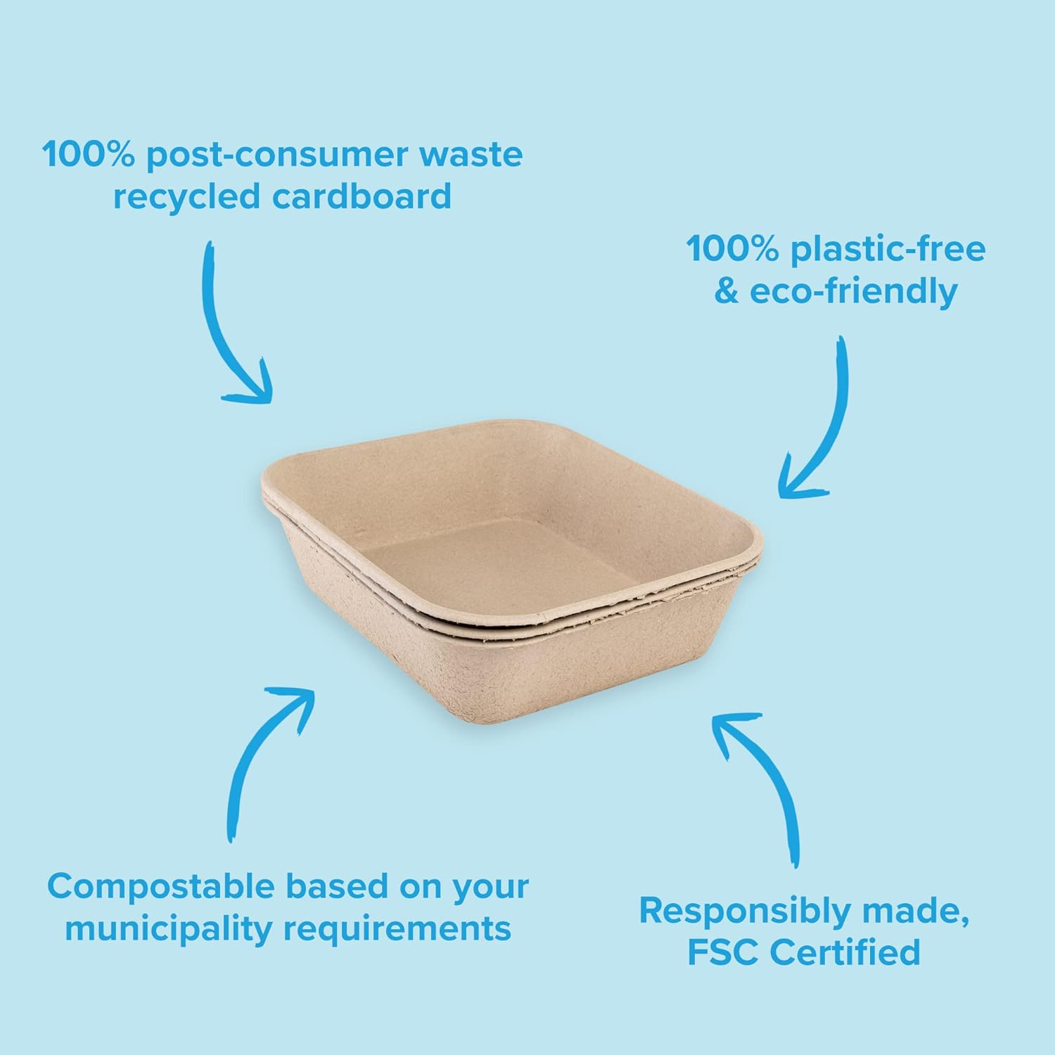 (6-Pack) Disposable Cat Litter Box, Sustainable, Clean - Large, 6-Pack