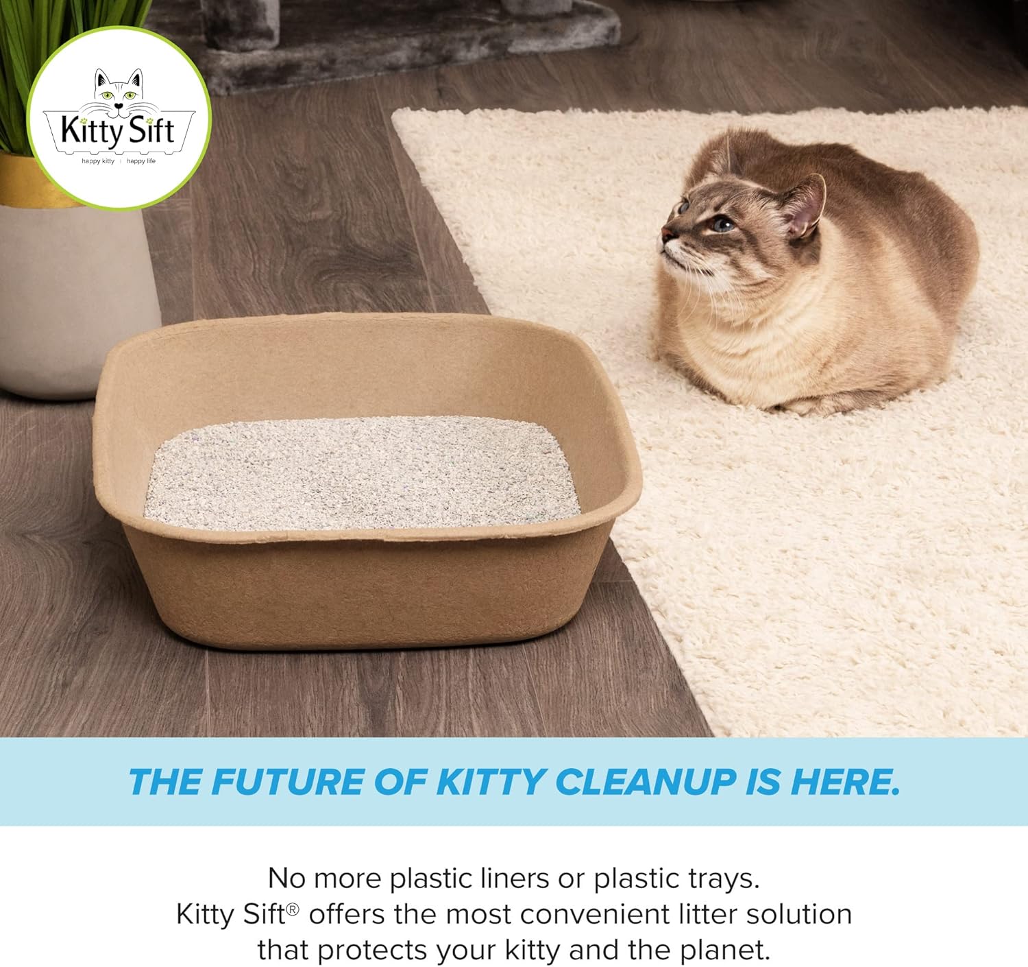 (6-Pack) Disposable Cat Litter Box, Sustainable, Clean - Large, 6-Pack