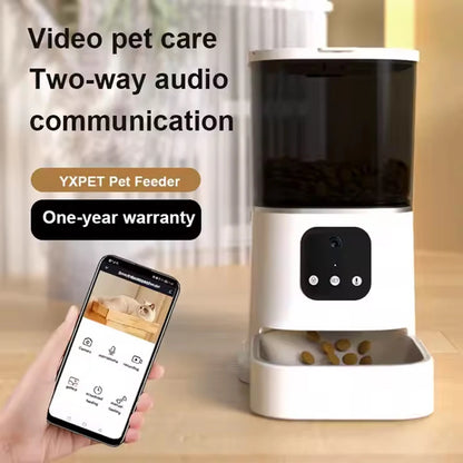 Large Capacity 6L Intelligent Automatic Pet Feeder Cross-Border APP Timed Quantitative Dog Cat Food Dispenser Solid Chargeable